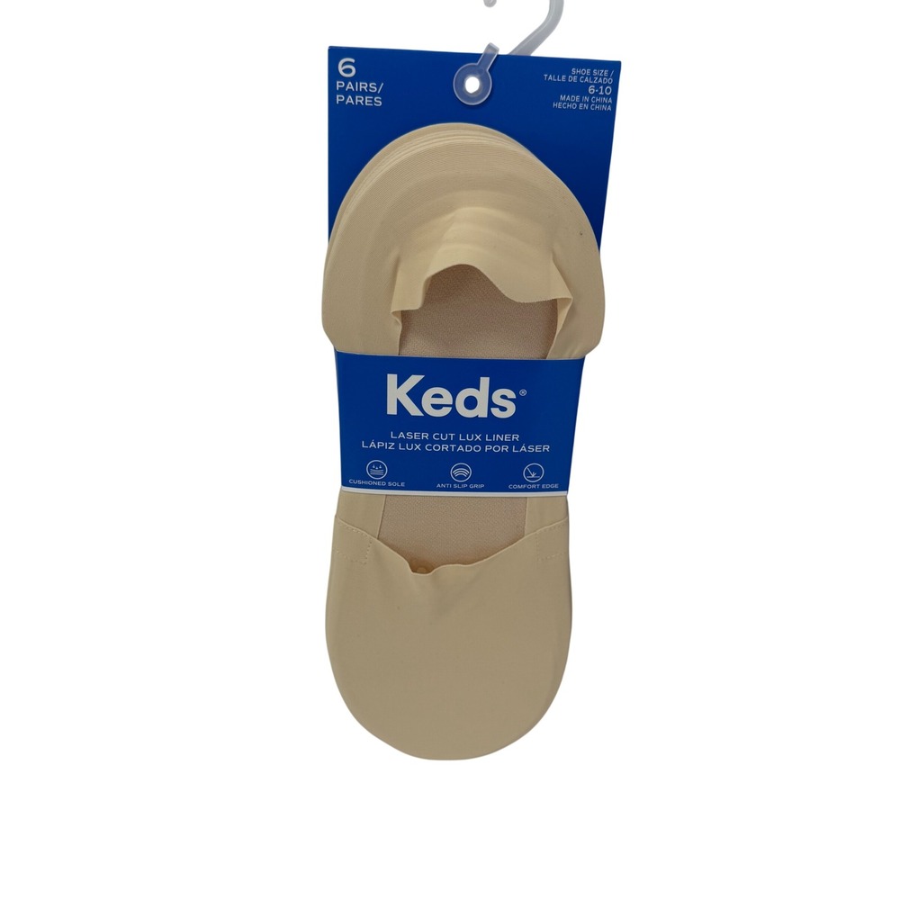 Keds Women 6 Pair Laser Cut Lux Liner No Show Socks Nude Size 6-10 KELH097 X0034
